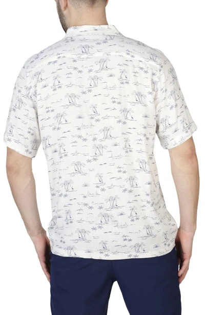 Tailorbyrd Palm Tree Camp Shirt In White Dove