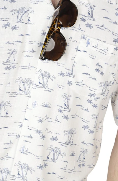 Tailorbyrd Palm Tree Camp Shirt In White Dove