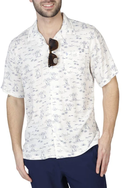 Tailorbyrd Palm Tree Camp Shirt In White Dove