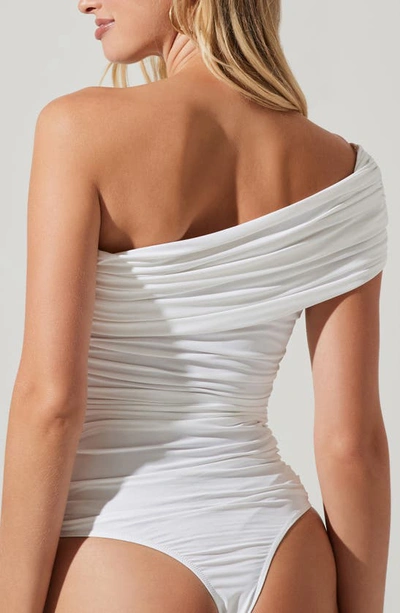 Shop Astr Juni One-shoulder Bodysuit In White