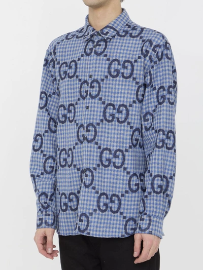 Shop Gucci Jumbo Gg Shirt In Blue