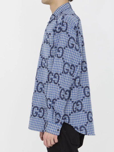 Shop Gucci Jumbo Gg Shirt In Blue