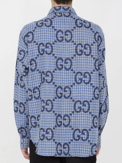 Shop Gucci Jumbo Gg Shirt In Blue