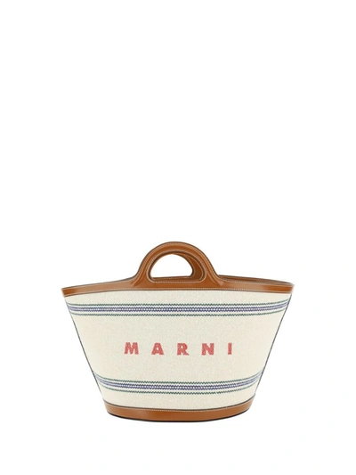 Shop Marni Handbags In Natural/moka