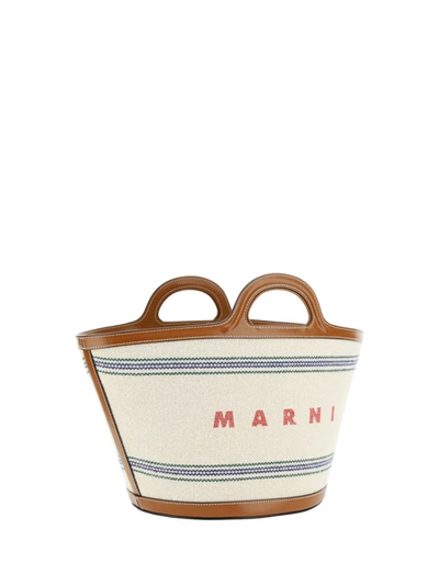 Shop Marni Handbags In Natural/moka
