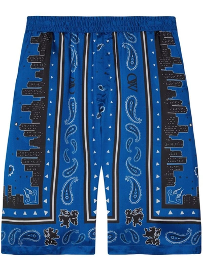 Shop Off-white Paisley Print Shorts In Blue