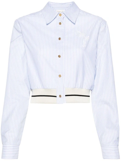 Shop Palm Angels Striped Shirt In Blue
