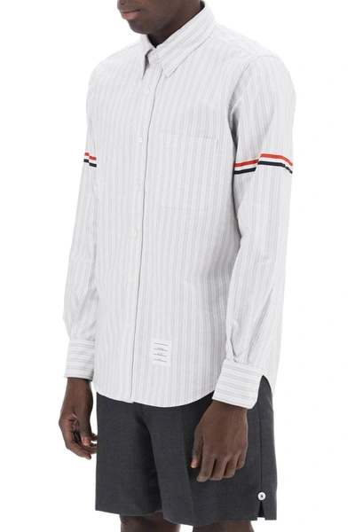 Shop Thom Browne Striped Oxford Shirt In Multicolor