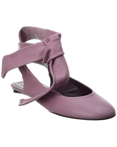 Shop Attico The  Cloe Leather Ballet Flat In Purple