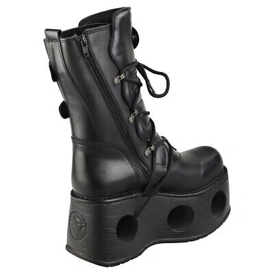 Pre-owned New Rock Rock Space Metallic Neptuno Boots Unisex Black Stiefel Plattform - 42 Eu In Schwarz