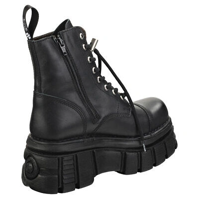 Pre-owned New Rock Rock Combat Boots Unisex Black Stiefel Plattform - 41 Eu In Schwarz