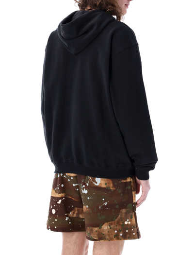 Shop Msgm Camo Box Logo Hoodie In Black