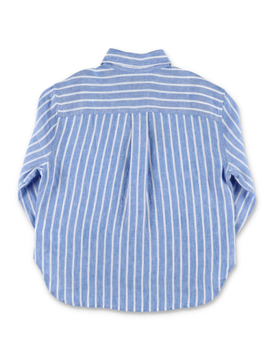 Shop Ralph Lauren Striped Linen Shirt In L.blue
