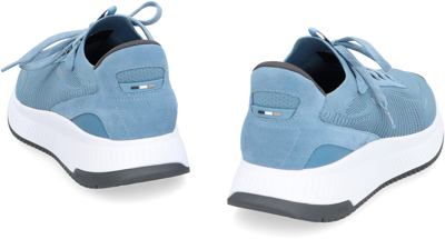 Shop Hugo Boss Sock Fabric Low-top Sneakers In Light Blue