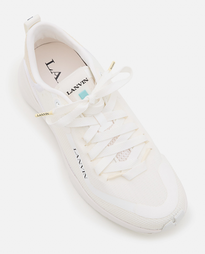 Lanvin L-i Lace-up Sneakers In White Mesh In White