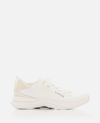Lanvin L-i Lace-up Sneakers In White Mesh In White