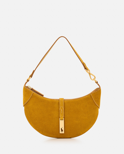 Shop Polo Ralph Lauren Mini Sac Suede Shoulder Bag In Brown