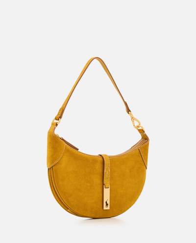 Shop Polo Ralph Lauren Mini Sac Suede Shoulder Bag In Brown