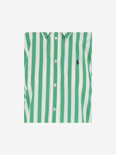 Shop Ralph Lauren Striped Cotton Shirt With Logo In Red