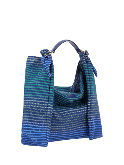Shop Giorgio Armani Shoulder Bag In Bluette/verde