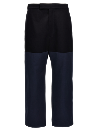 Shop Thom Browne Unconstructed Combo Pants In Blue