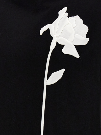 Shop Valentino Flower Embroidery T-shirt In White/black