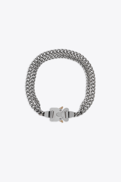 Shop Alyx 2x Chain Buckle Necklace Steel Double Chain Necklace With Rollercoaster Buckle - Chain Buckle Neckla In Argento