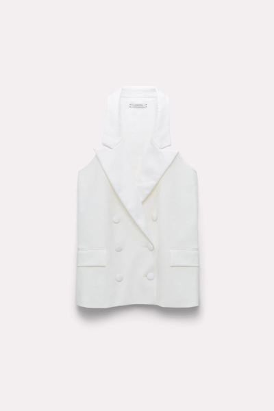 Shop Dorothee Schumacher Double-breasted Tuxedo-style Vest In White