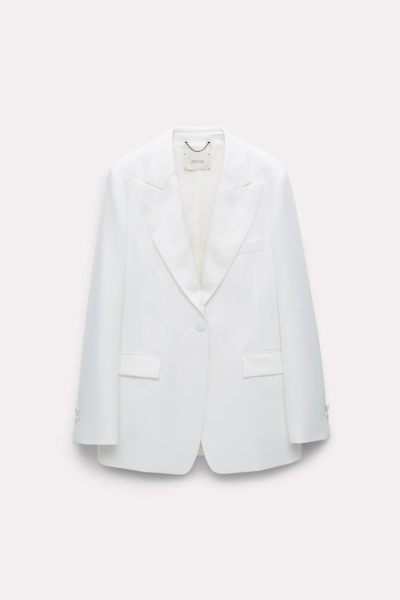 Shop Dorothee Schumacher Tuxedo-style Blazer With A Satin Lapel In White