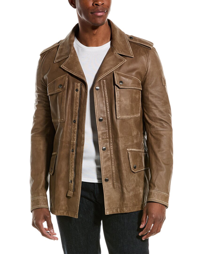 Shop Tod's Stone Wash Waxed Leather Jacket In Brown