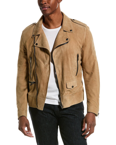 Shop Tod's Motorcycle Stitching Suede Jacket In Brown