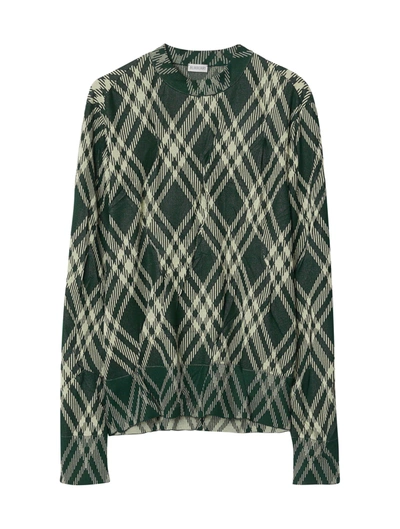 Shop Burberry Cotton Blend Sweater In Black