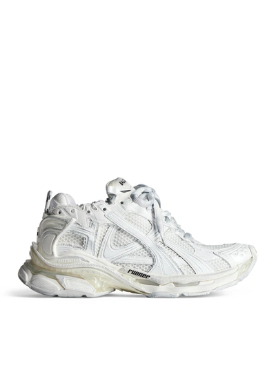 Shop Balenciaga Men`s Runner Sneakers In White