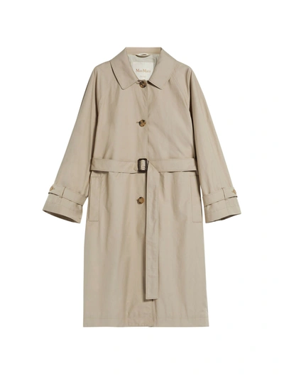 Shop Max Mara The Cube Single-breasted Trench Coat In Water-repellent Twill In Nude & Neutrals