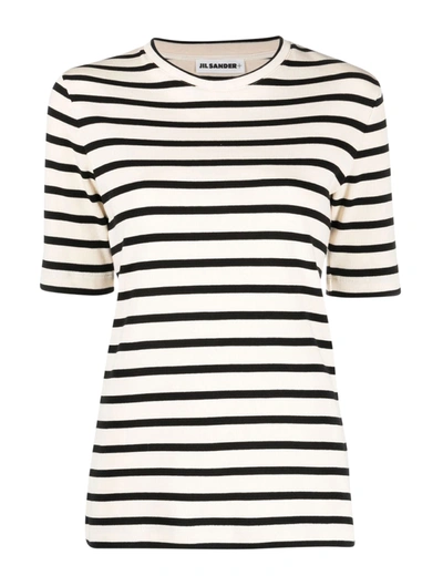 Shop Jil Sander Striped T-shirt In Grey