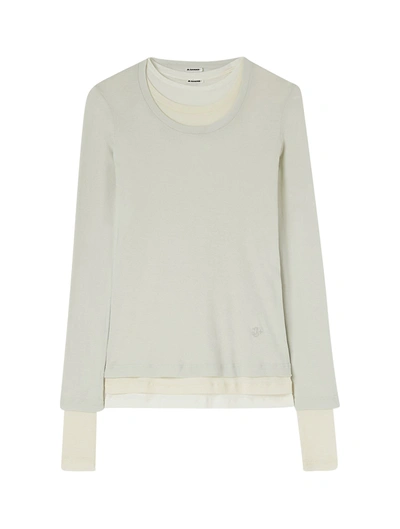 Shop Jil Sander T-shirt With Layered Design In Nude & Neutrals