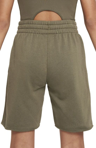 Shop Nike Kids' Dri-fit Fleece Shorts In Medium Olive