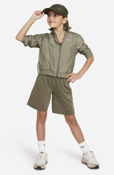 Shop Nike Kids' Dri-fit Fleece Shorts In Medium Olive