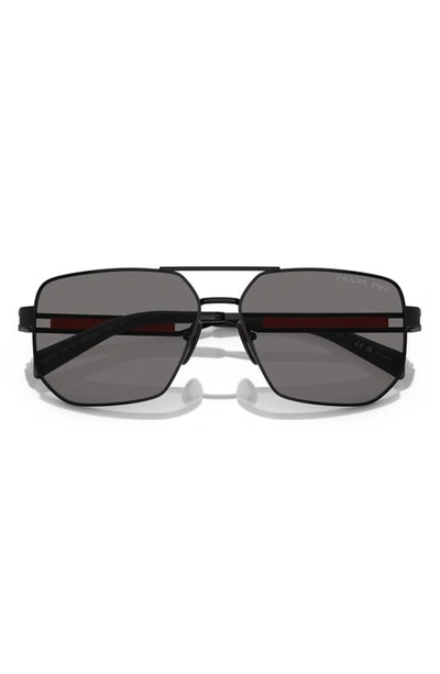 Shop Prada Sport 59mm Polarized Pilot Sunglasses In Matte Black