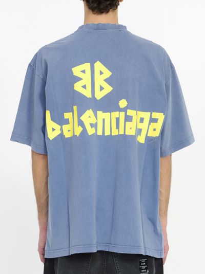 Shop Balenciaga Tape Type Tshirt In Light Blue