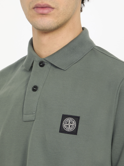 Shop Stone Island Cotton Polo Shirt In Green