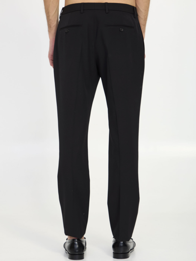 Shop Saint Laurent Wool Trousers In Black