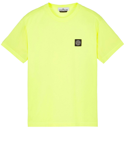 Shop Stone Island Cotton Tshirt In Yellow