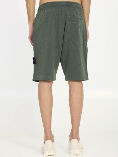 Shop Stone Island Cotton Bermuda Shorts In Green