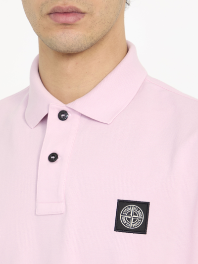 Shop Stone Island Cotton Polo Shirt In Pink