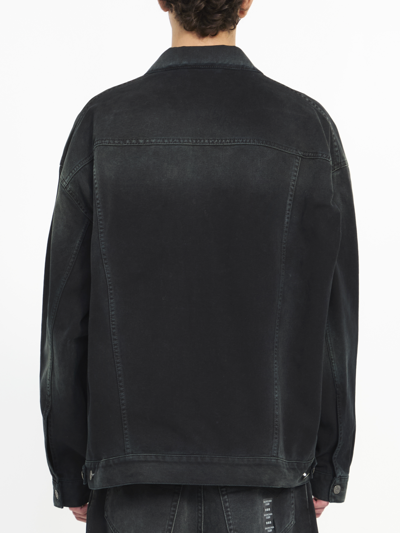 Shop Balenciaga Size Sticker Denim Jacket In Black