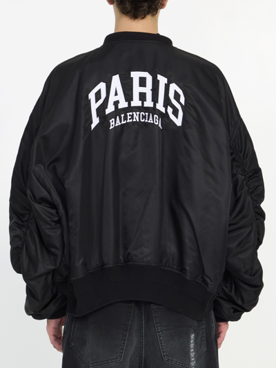 Shop Balenciaga Paris  Varsity Jacket In Black
