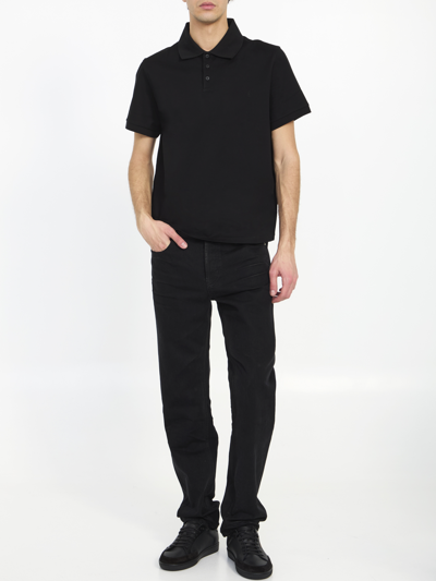 Shop Saint Laurent Monogram Polo Shirt In Black