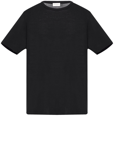 Shop Saint Laurent Viscose Tshirt In Black