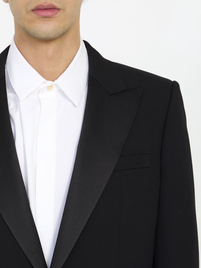 Shop Saint Laurent Tuxedo Jacket In Grain De Poudre In Black